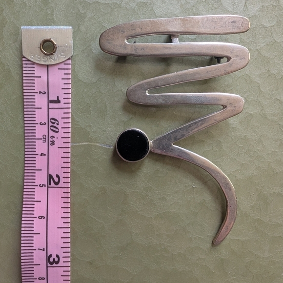 Sterling Silver Pin Necklace Charm Black Onyx - Picture 4 of 4